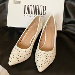 Monroe & Main Women's White Cutout Heels